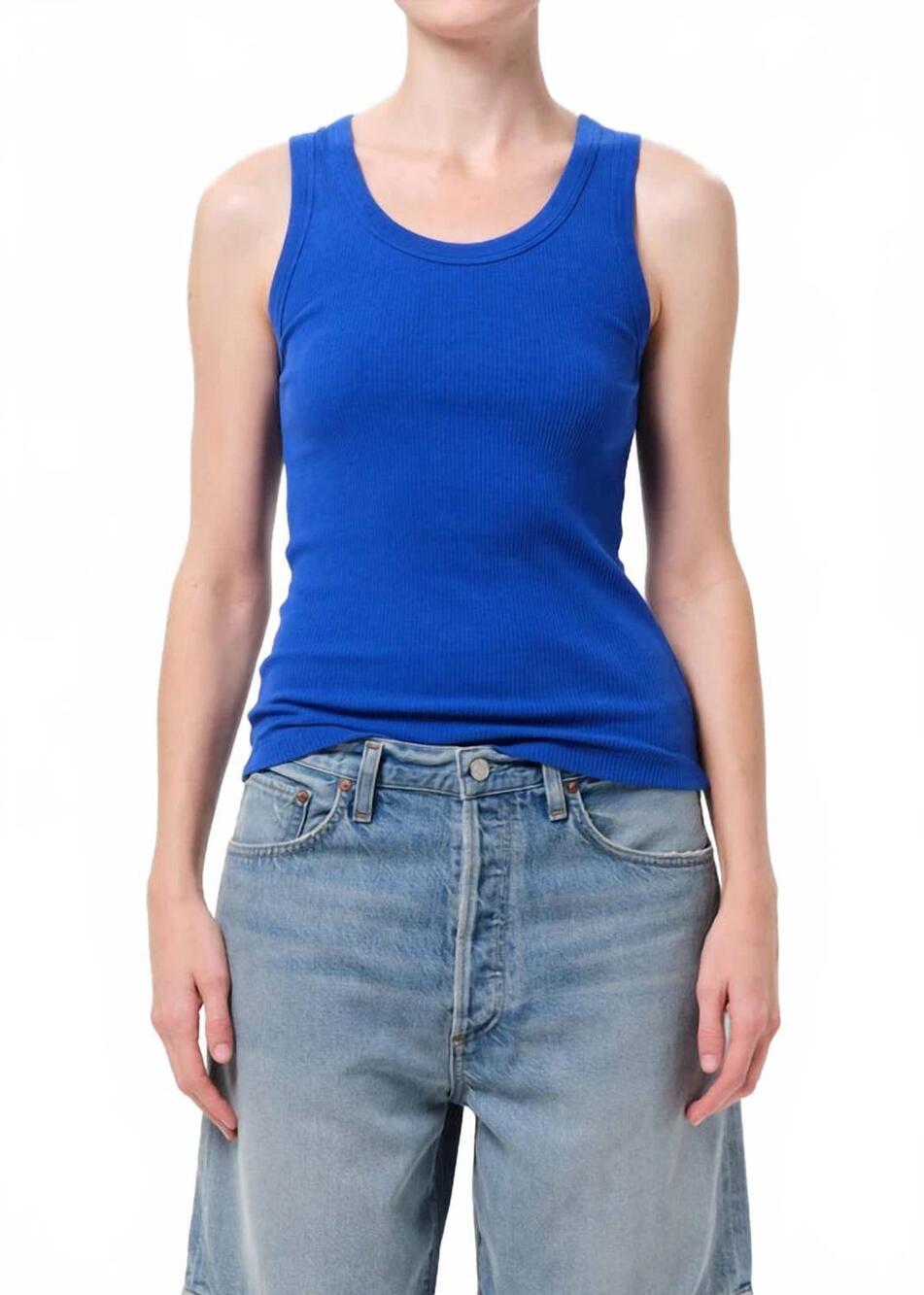 NEW AGOLDE women's poppy tank top in cobalt